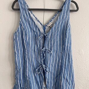 a new day Blue and White Striped Tie-Front Blouse